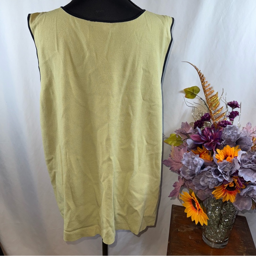 Emma James Green Knit Tank Top Contrast Trim Sleeveless Plus 3X - Picture 3 of 8